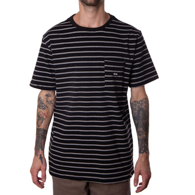 STRIPED POCKET TEE - BLACK / WHITE