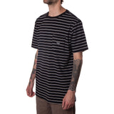 STRIPED POCKET TEE - BLACK / WHITE