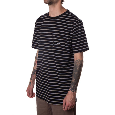 STRIPED POCKET TEE - BLACK / WHITE