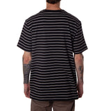 STRIPED POCKET TEE - BLACK / WHITE