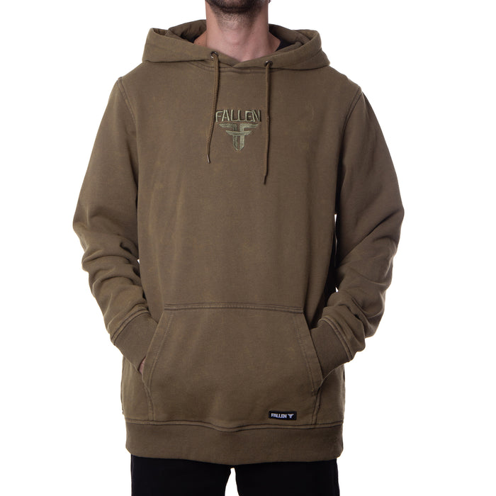 INSIGNIA EMBROIDERED HOODIE - WASHED MOSS GREEN