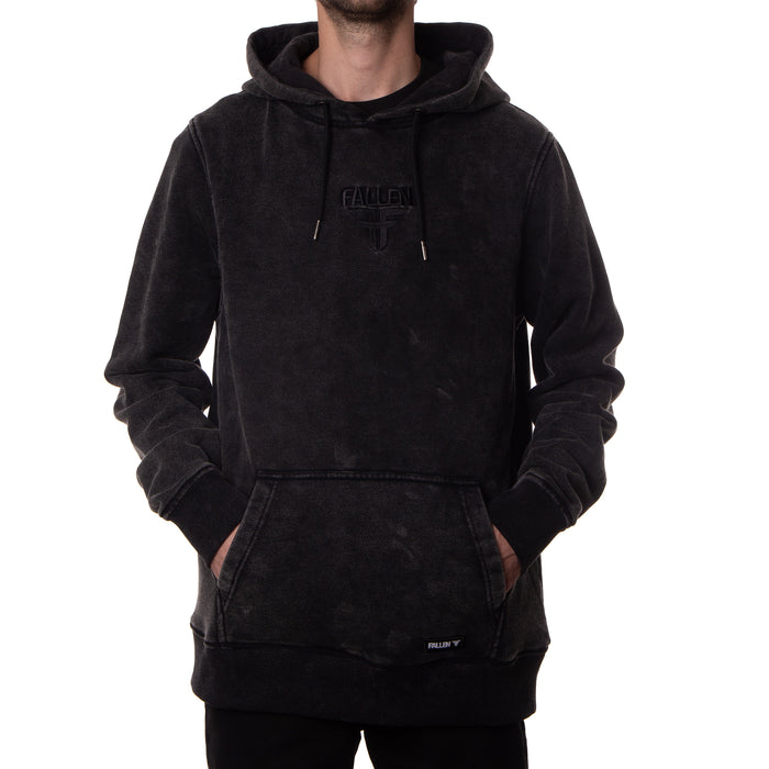 INSIGNIA EMBROIDERED HOODIE - WASHED BLACK